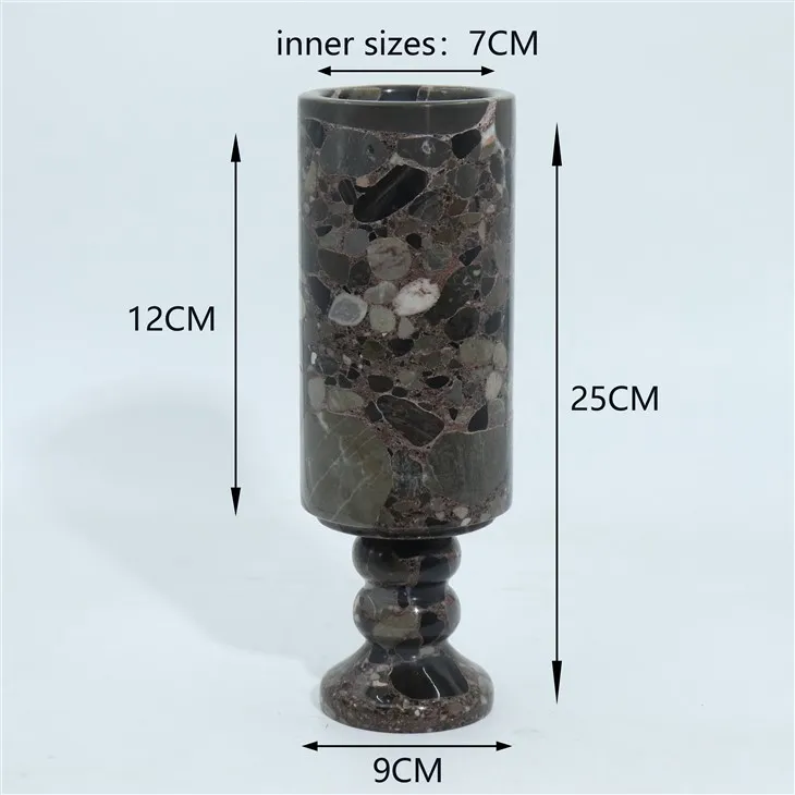 Hnědá mramorová květinová váza