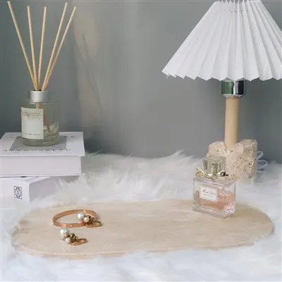 Béžová travertinová elipsa plochý tác